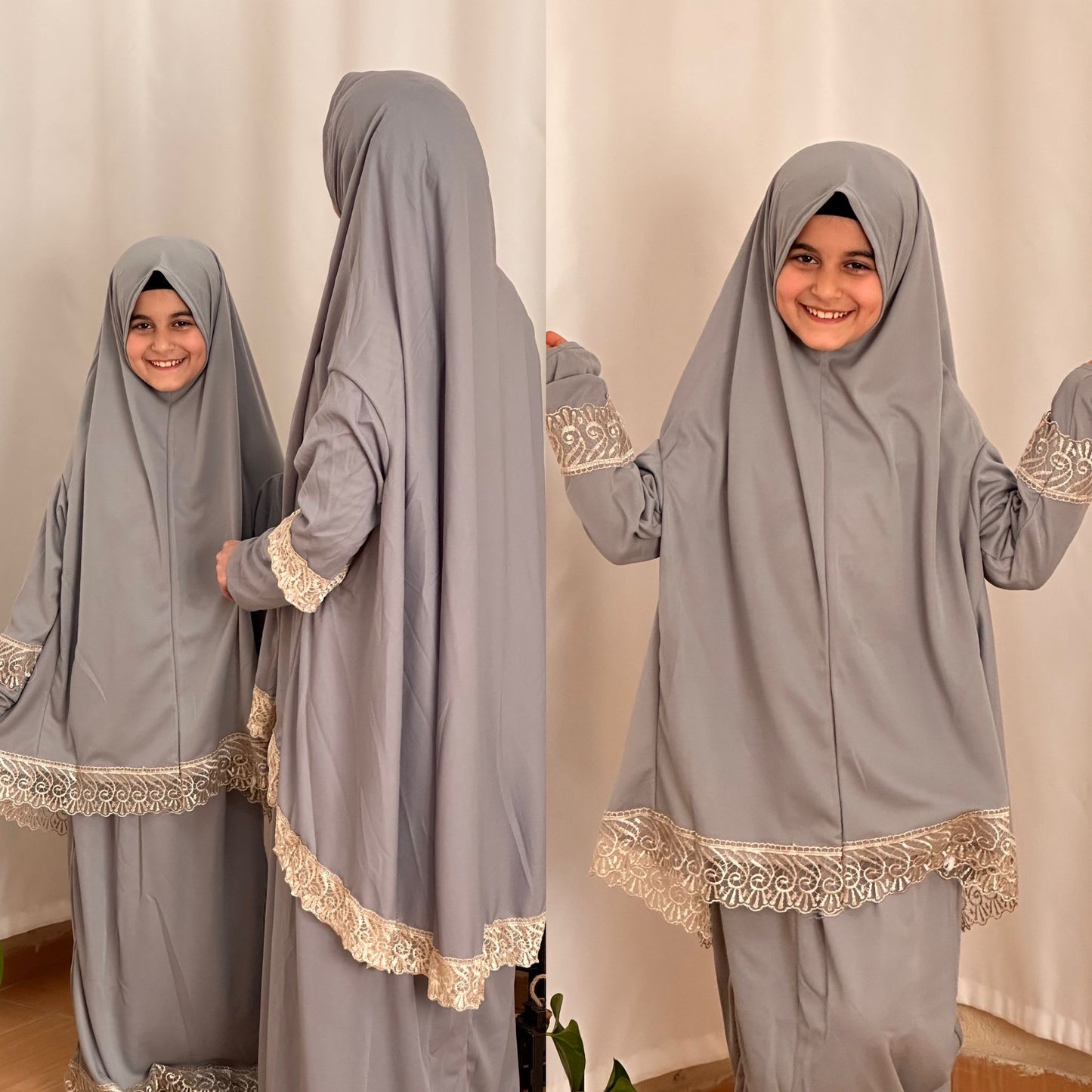2'li (Anne - Kız) Namaz Elbisesi, Gri